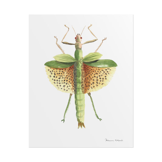 Yellow Leaf Insect Gouache Painting Art Print