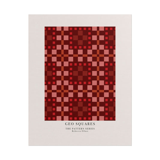Geo Squares Red - The Pattern Series - Art Print