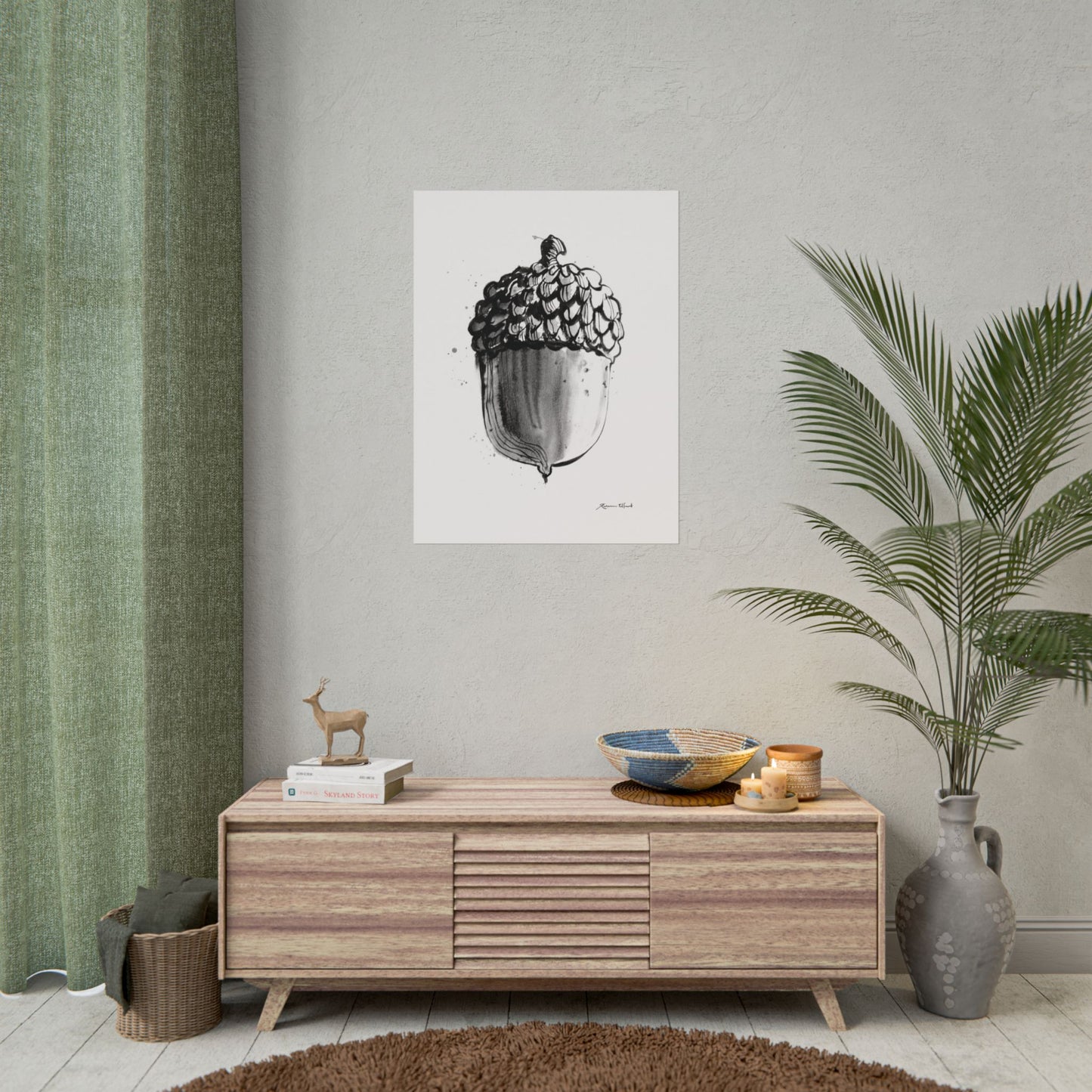 Ink Painted Acorn Print
