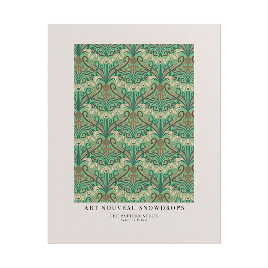 Art Nouveau Snowdrops Green - The Pattern Series - Art Print