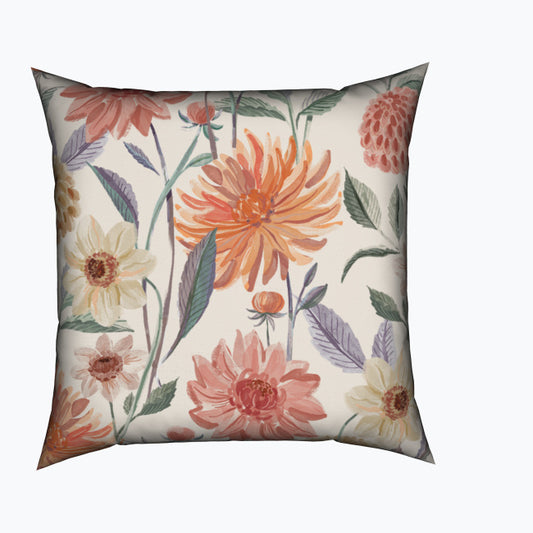 Painterly Dahlias Cotton Cushion
