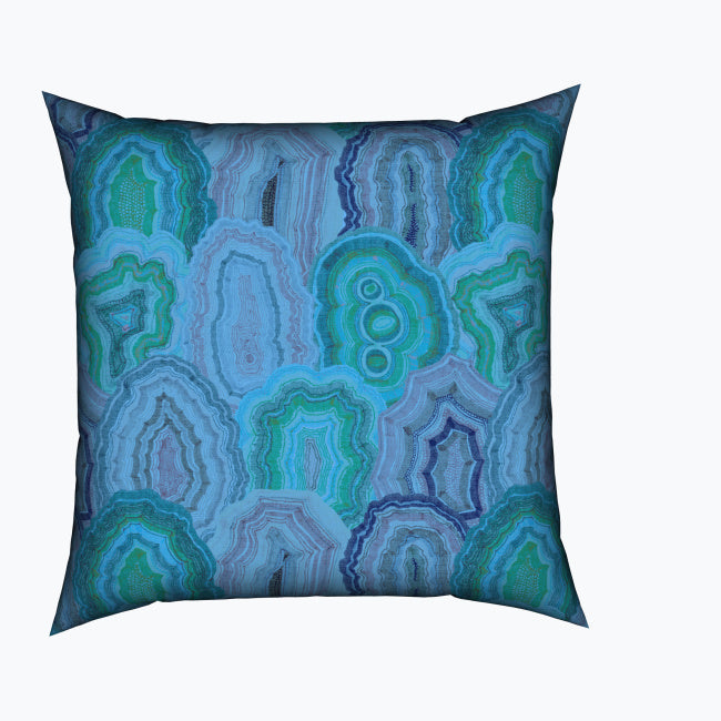 Agate Malachite Square Cotton Cushion - Blues
