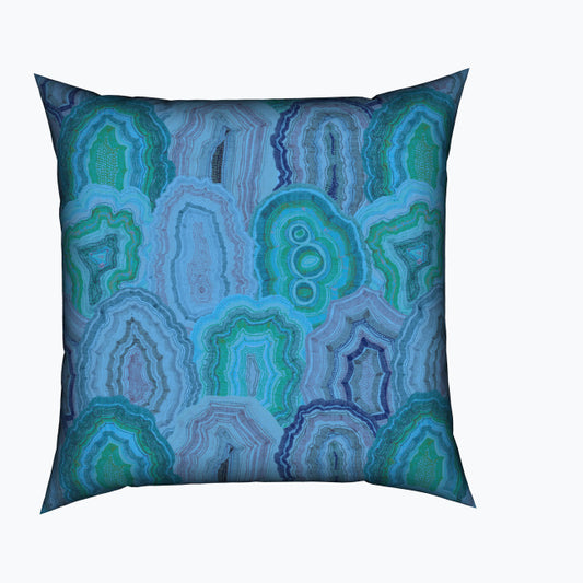 Agate Malachite Square Cotton Cushion - Blues