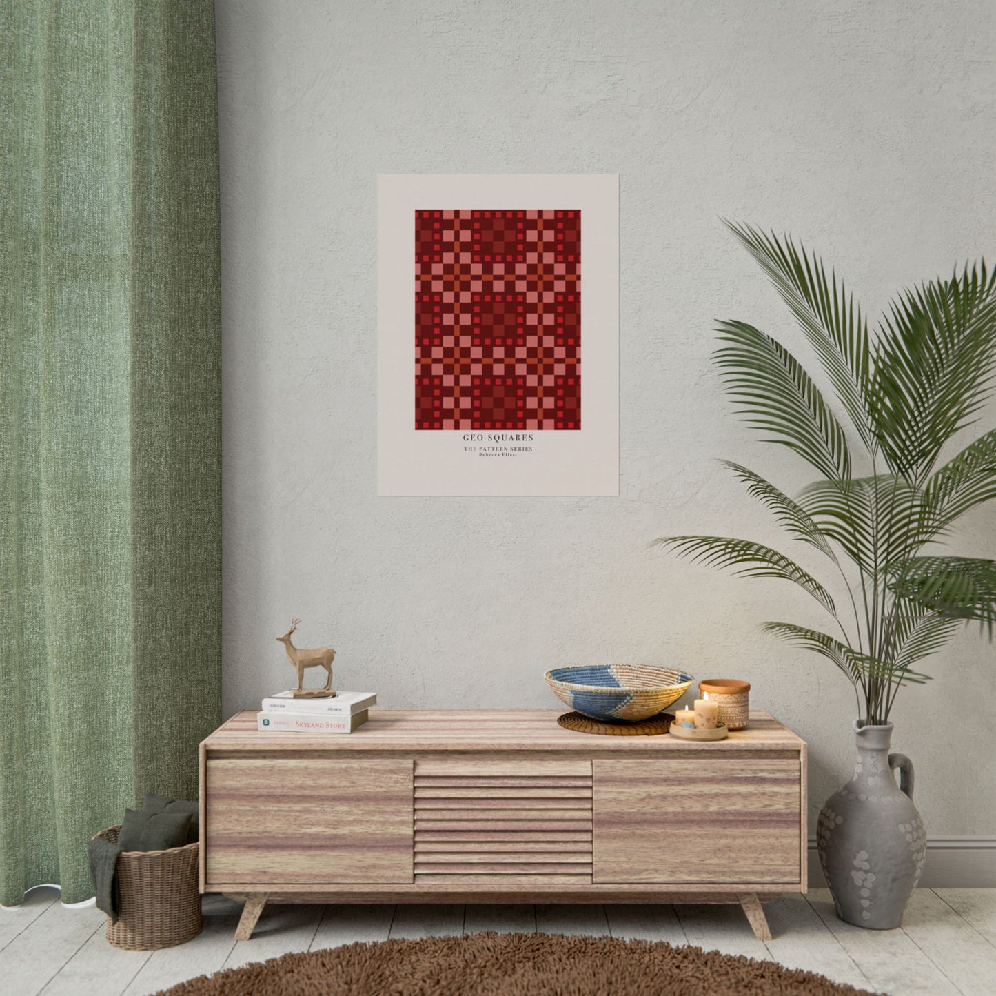 Geo Squares Red - The Pattern Series - Art Print