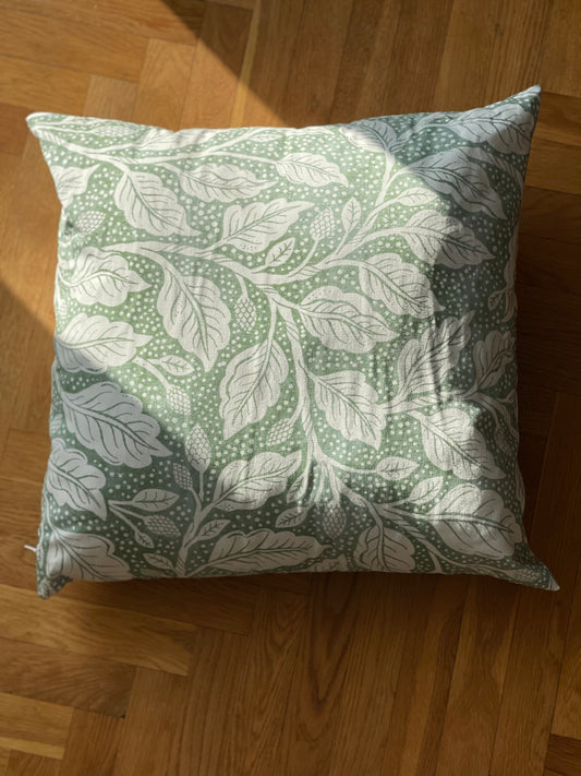 Budding Branches Green Square Cotton Cushion