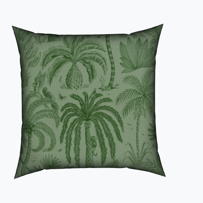 Palm Tree Garden Cotton Cushion - Green