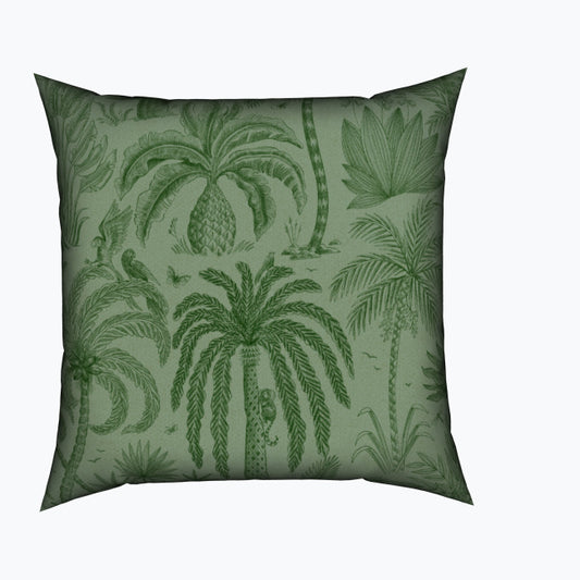 Palm Tree Garden Cotton Cushion - Green