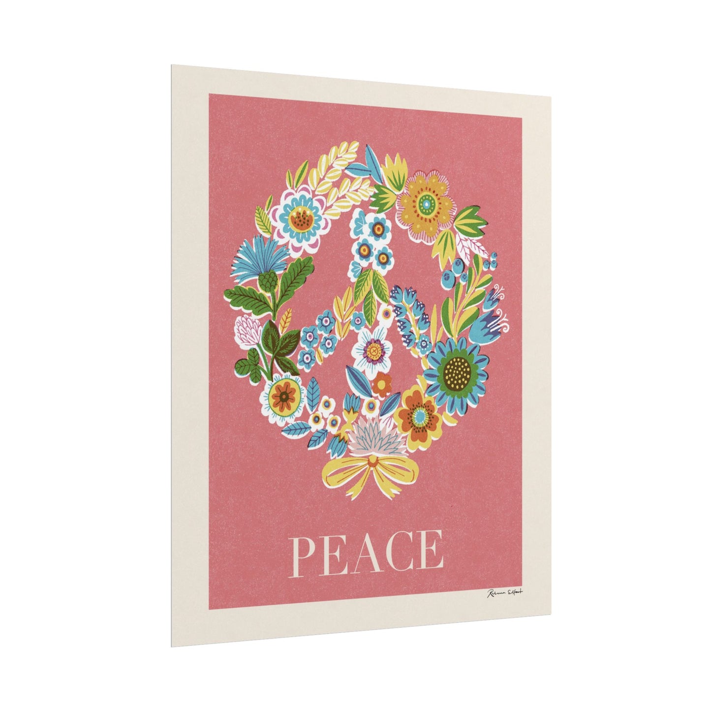 Peace Series: Botanical Wreath Flower Power Art Print