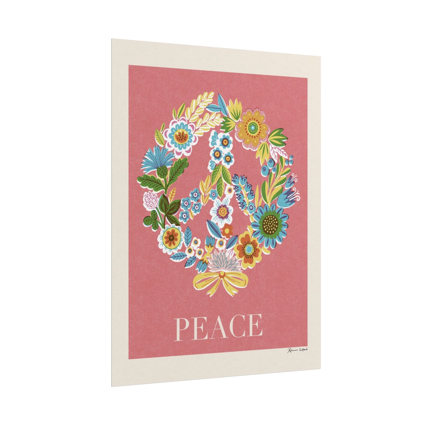 Peace Series: Botanical Wreath Flower Power Art Print