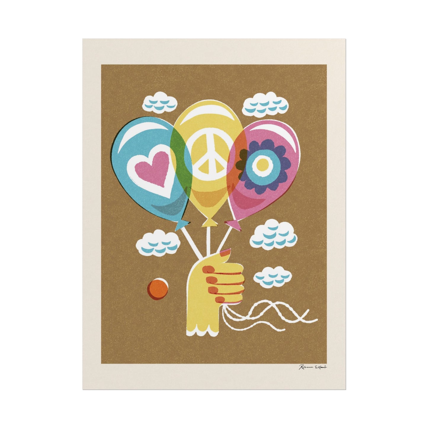 Peace Series: Balloons Love, Peace, Flower Power Art Print