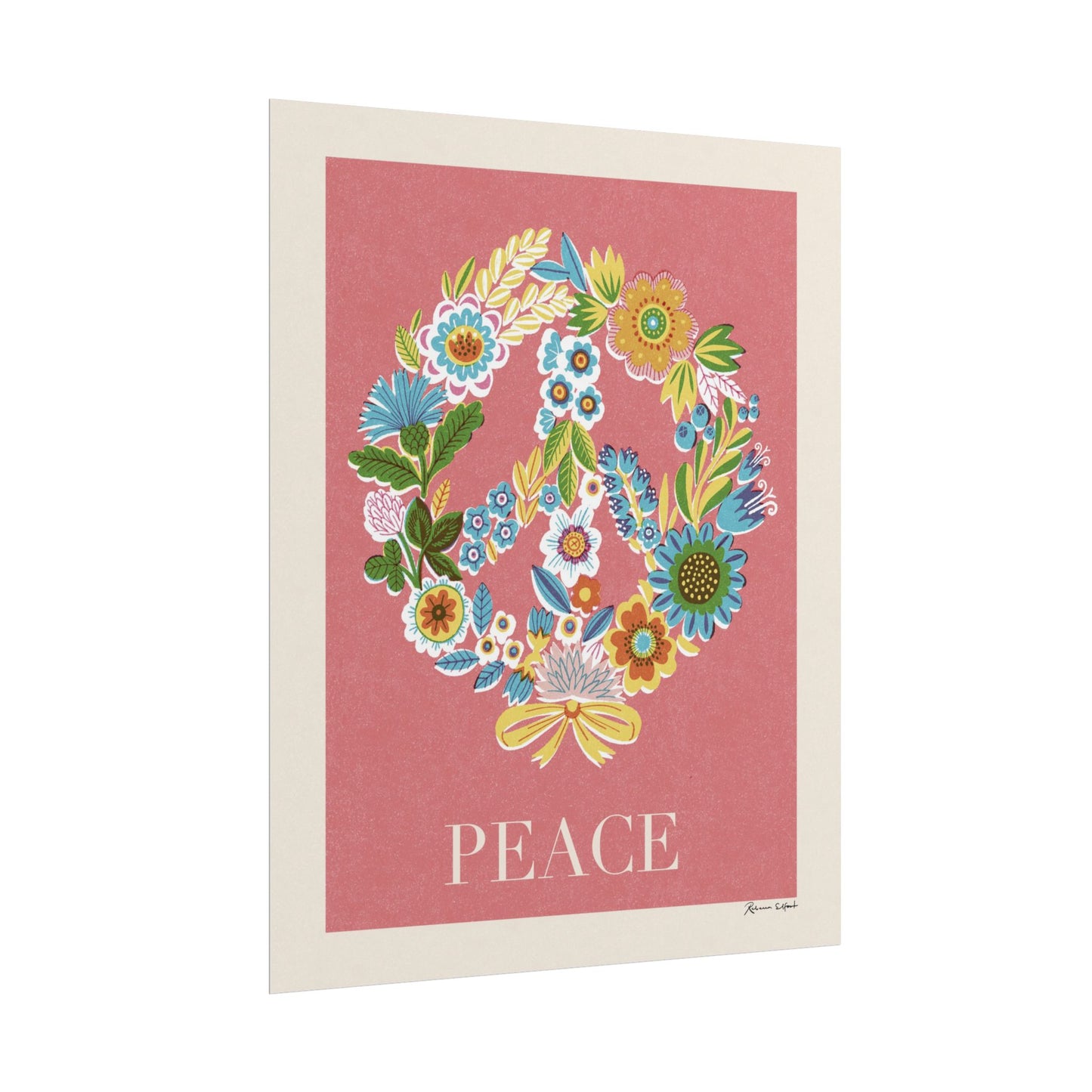 Peace Series: Botanical Wreath Flower Power Art Print