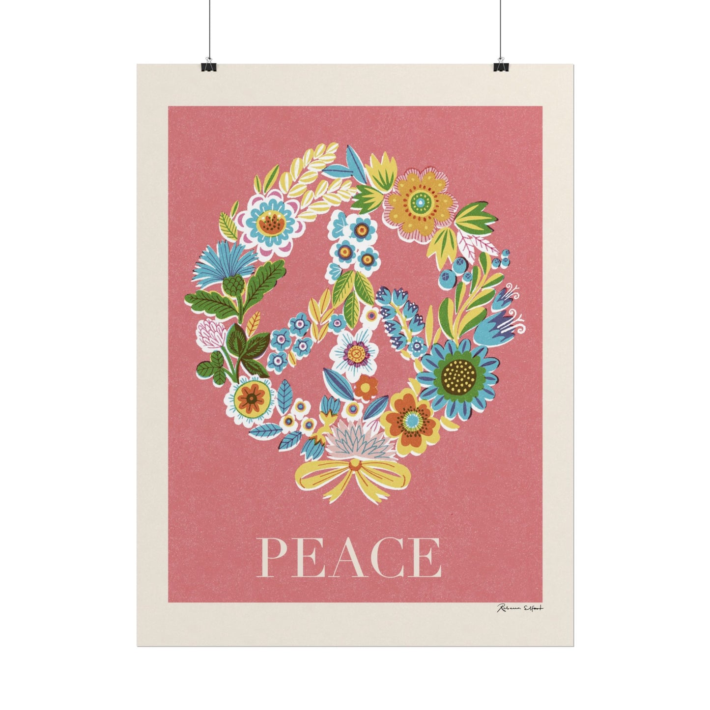 Peace Series: Botanical Wreath Flower Power Art Print