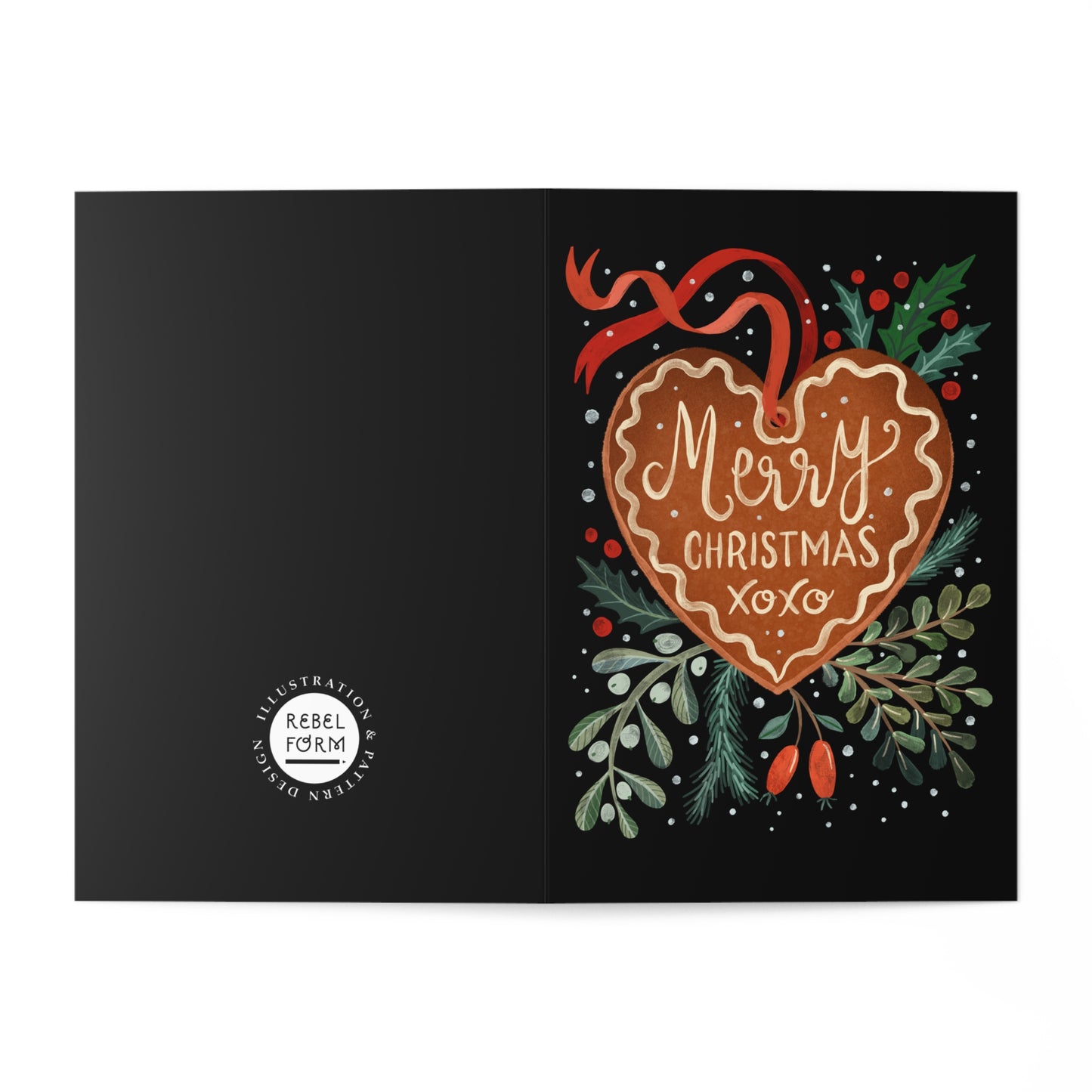 Christmas Gingerbread Heart Greeting Cards – Pack of 7