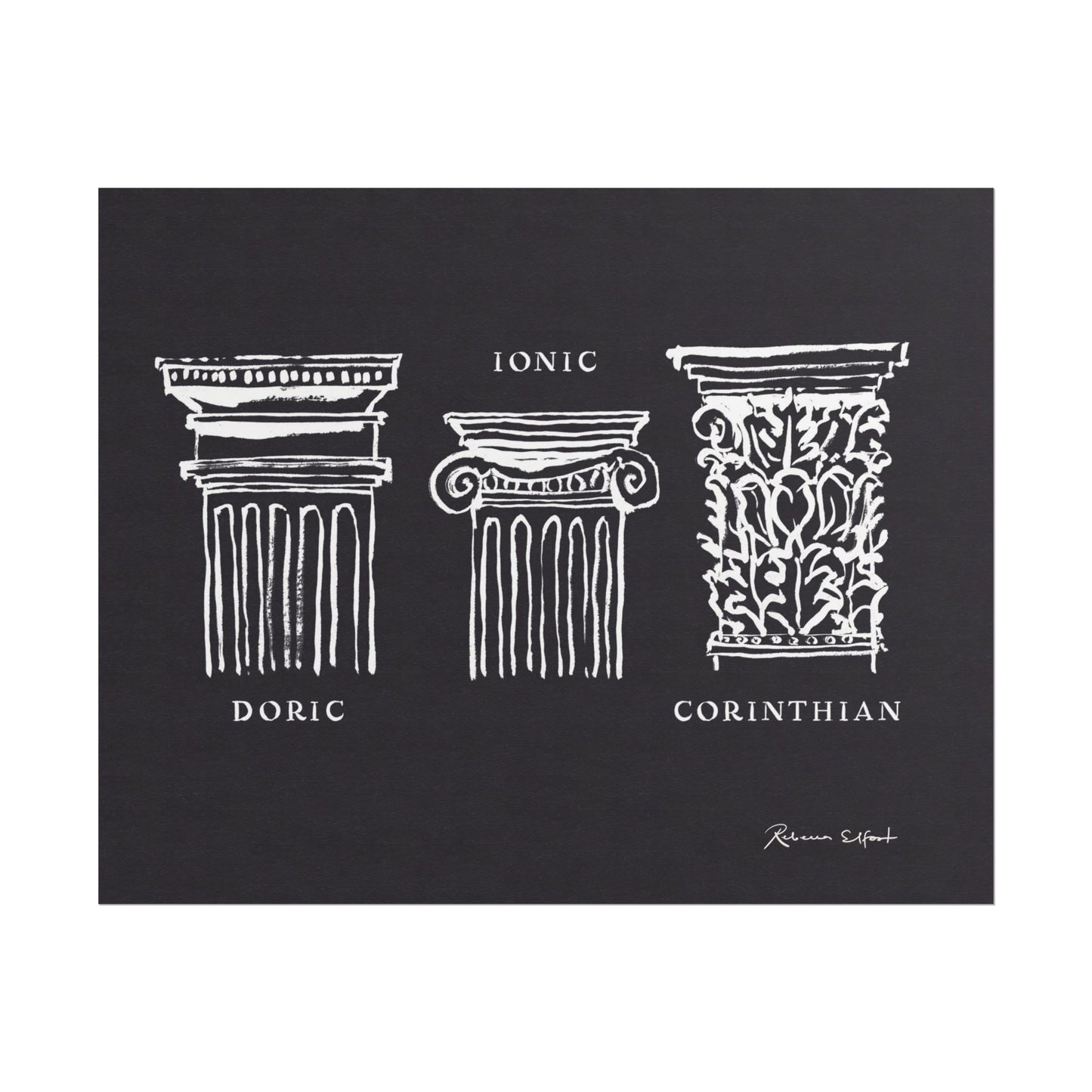 Inky Architecture Classical Column Order Dark - Art Print