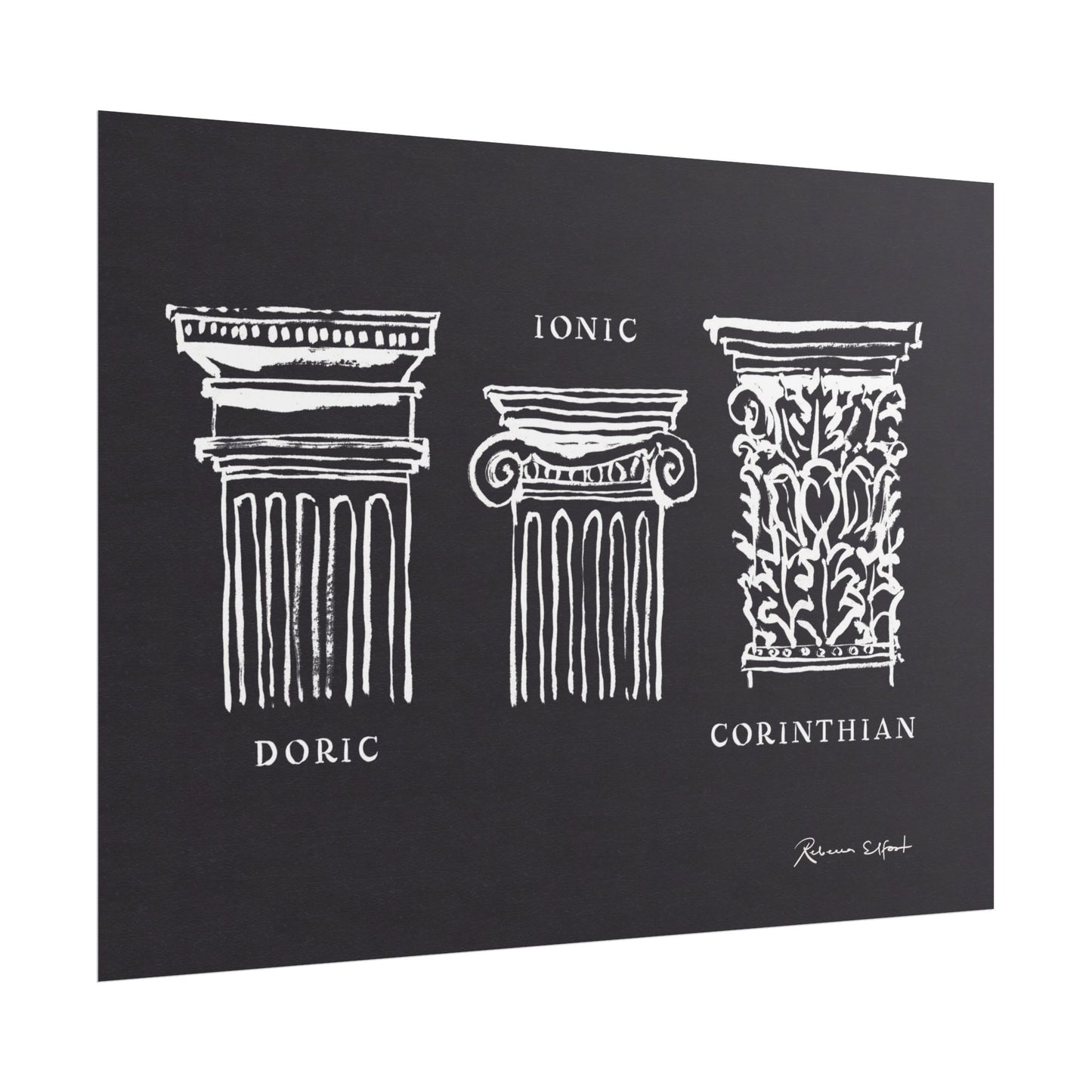 Inky Architecture Classical Column Order Dark - Art Print