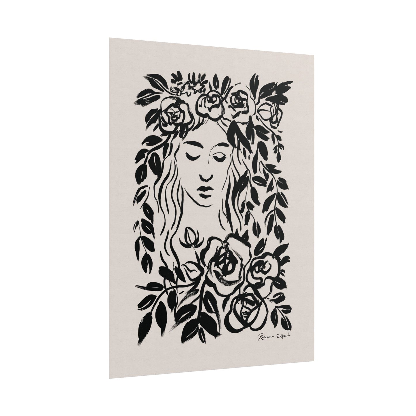 Ink Wreath Woman - Art Print