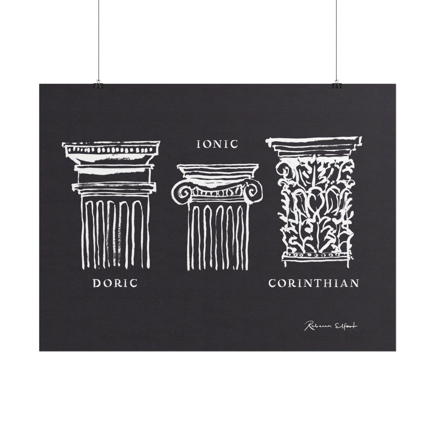 Inky Architecture Classical Column Order Dark - Art Print