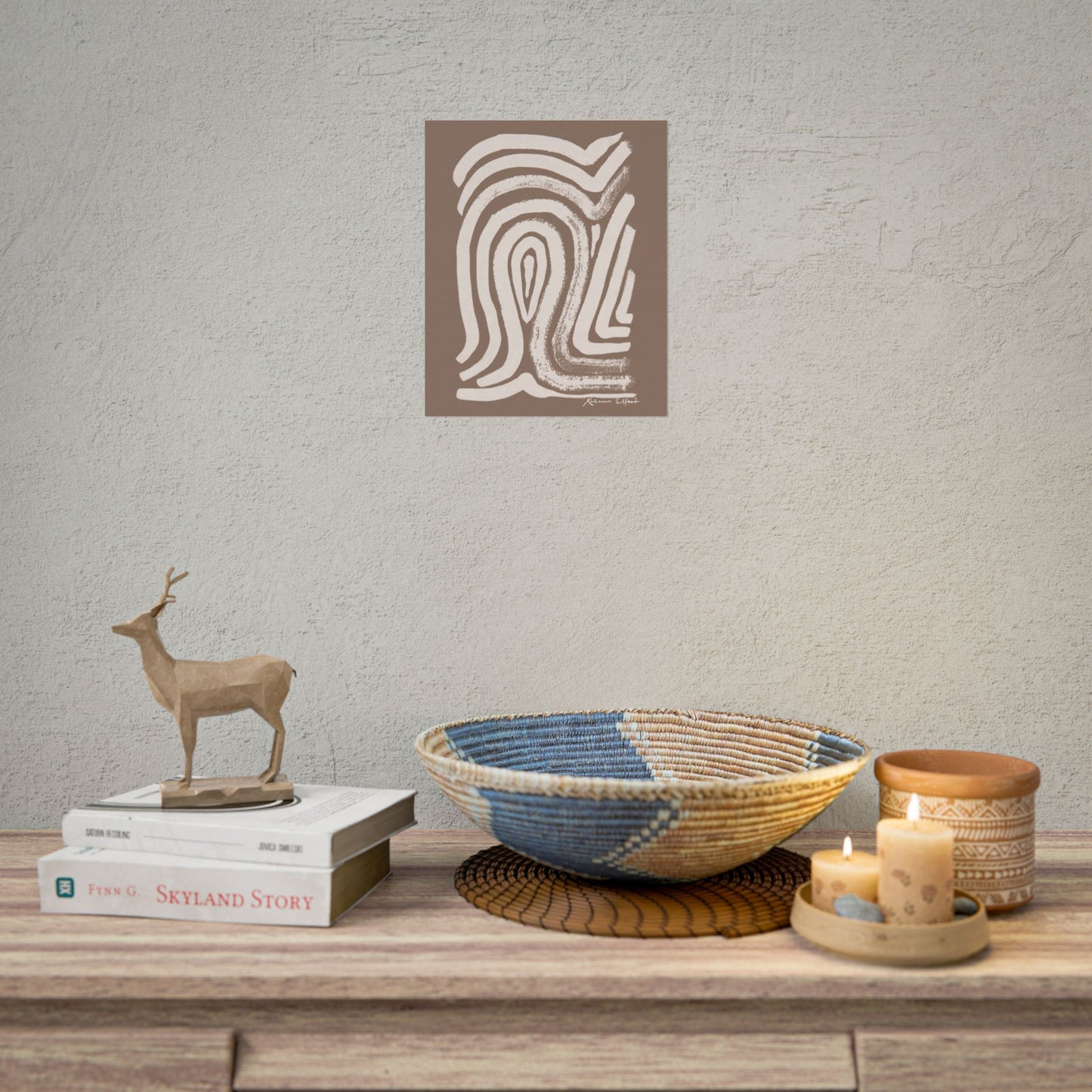 Abstract Ink Fingerprint 2 Terracotta - Art Print