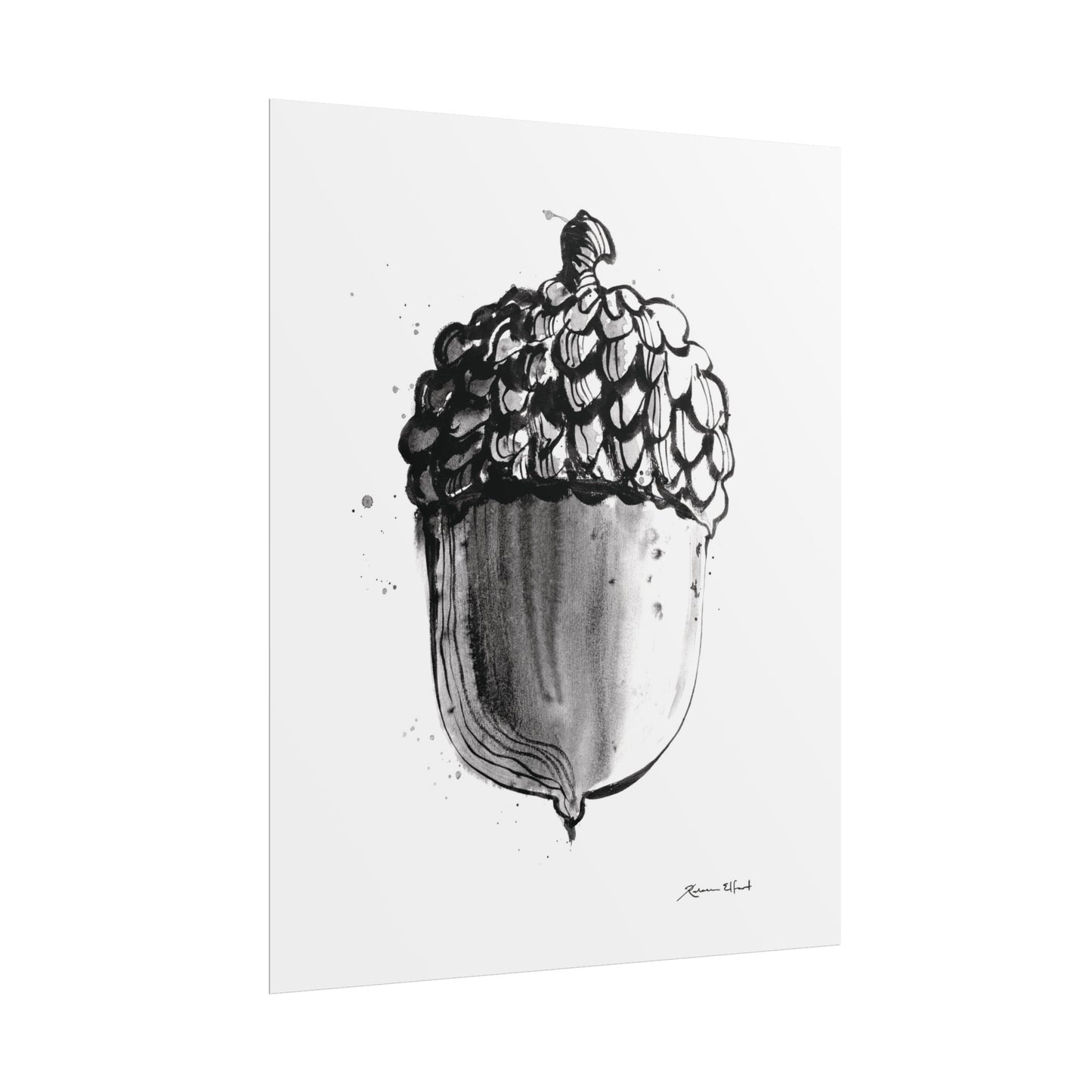 Ink Painted Acorn Print