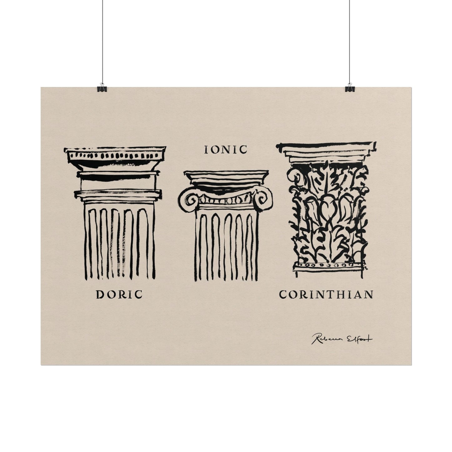 Inky Architecture Classical Column Order - Art Print
