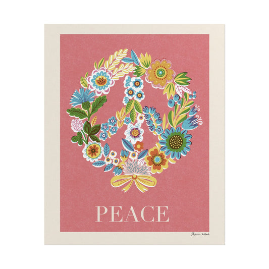 Peace Series: Botanical Wreath Flower Power Art Print