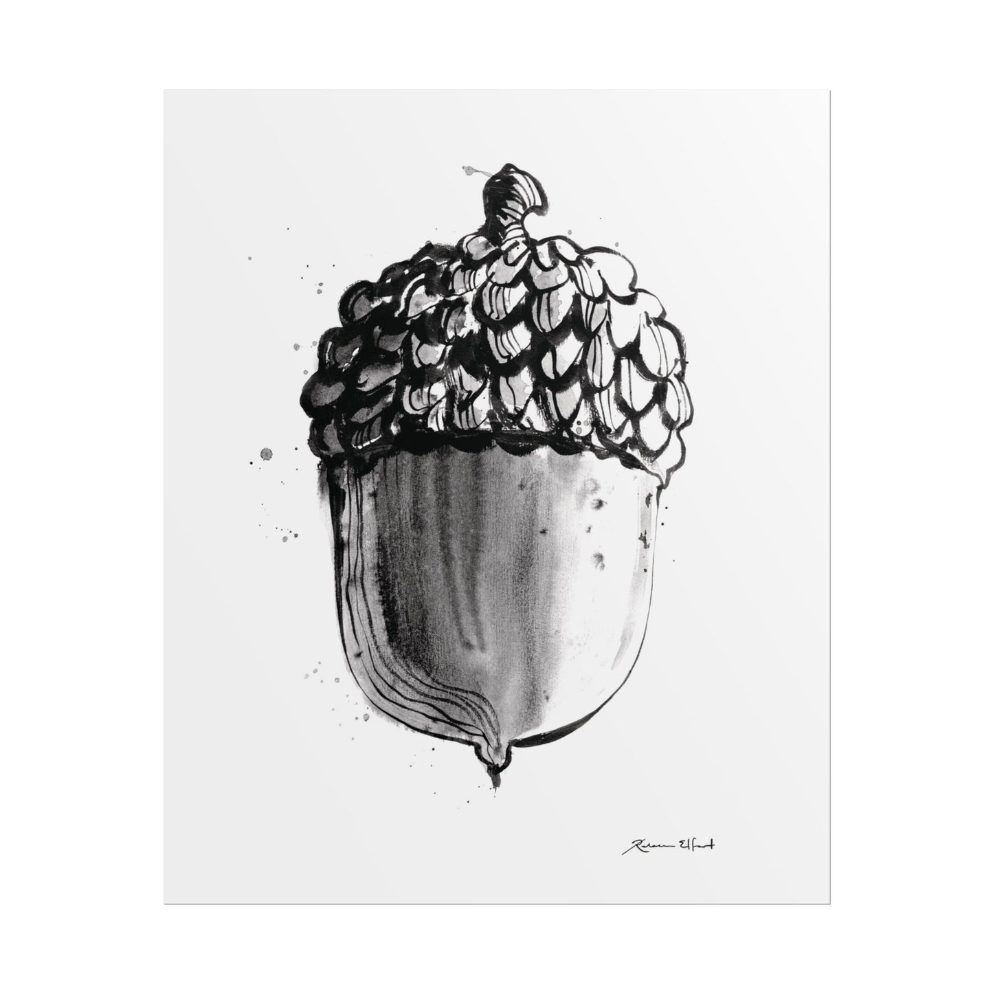 Ink Painted Acorn Print