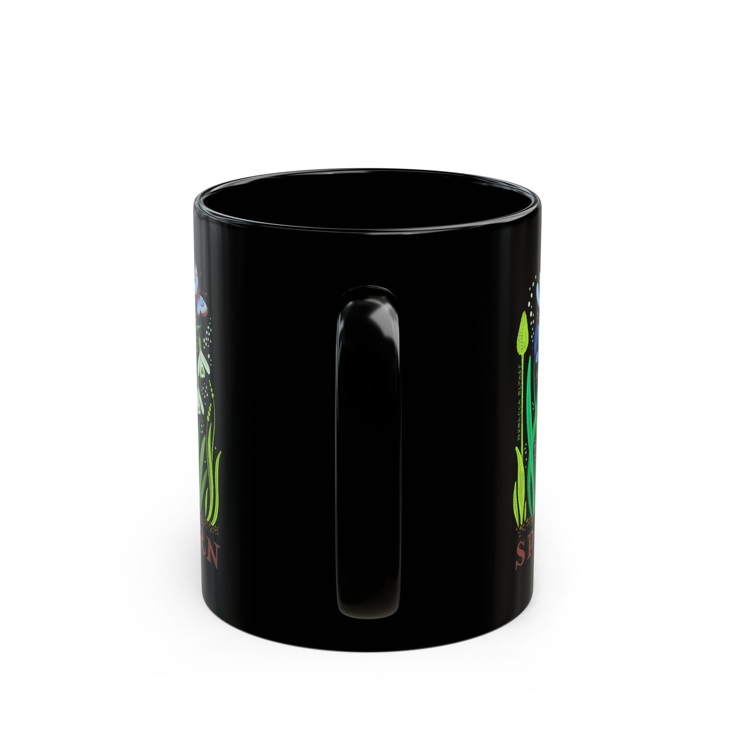 "SPRING WILL RETURN" Botanical Black Ceramic Coffee Mug