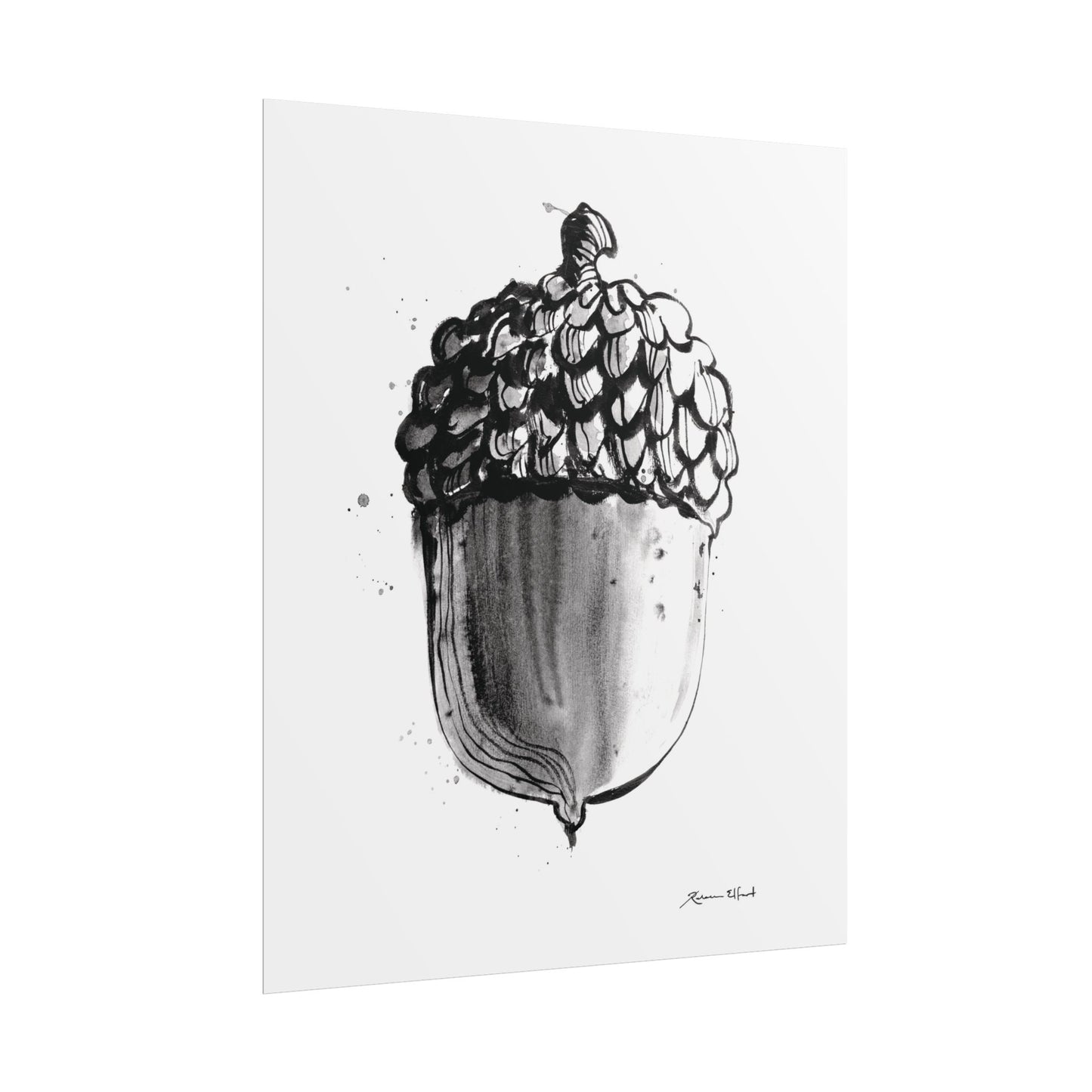 Ink Painted Acorn Print