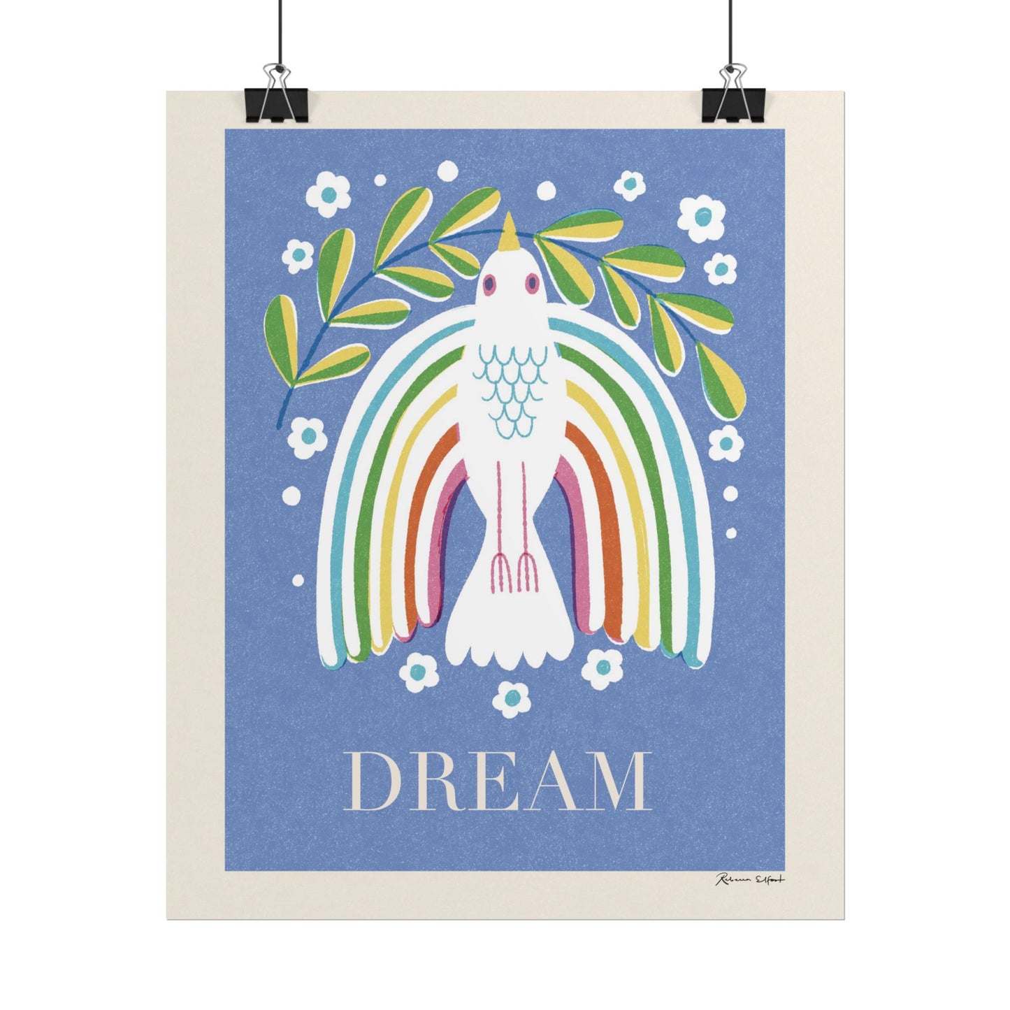 Peace Series: "DREAM" Rainbow Wings Peace Bird Art Print