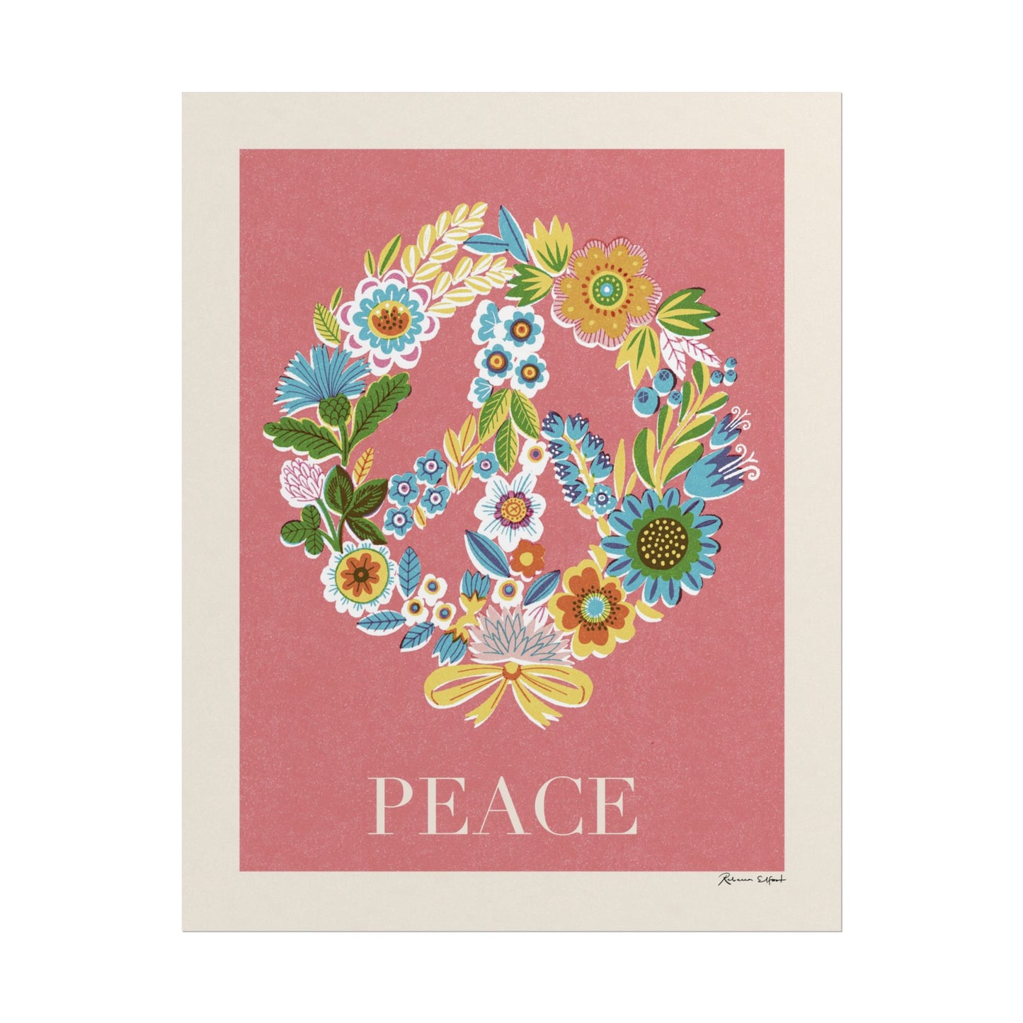 Peace Series: Botanical Wreath Flower Power Art Print