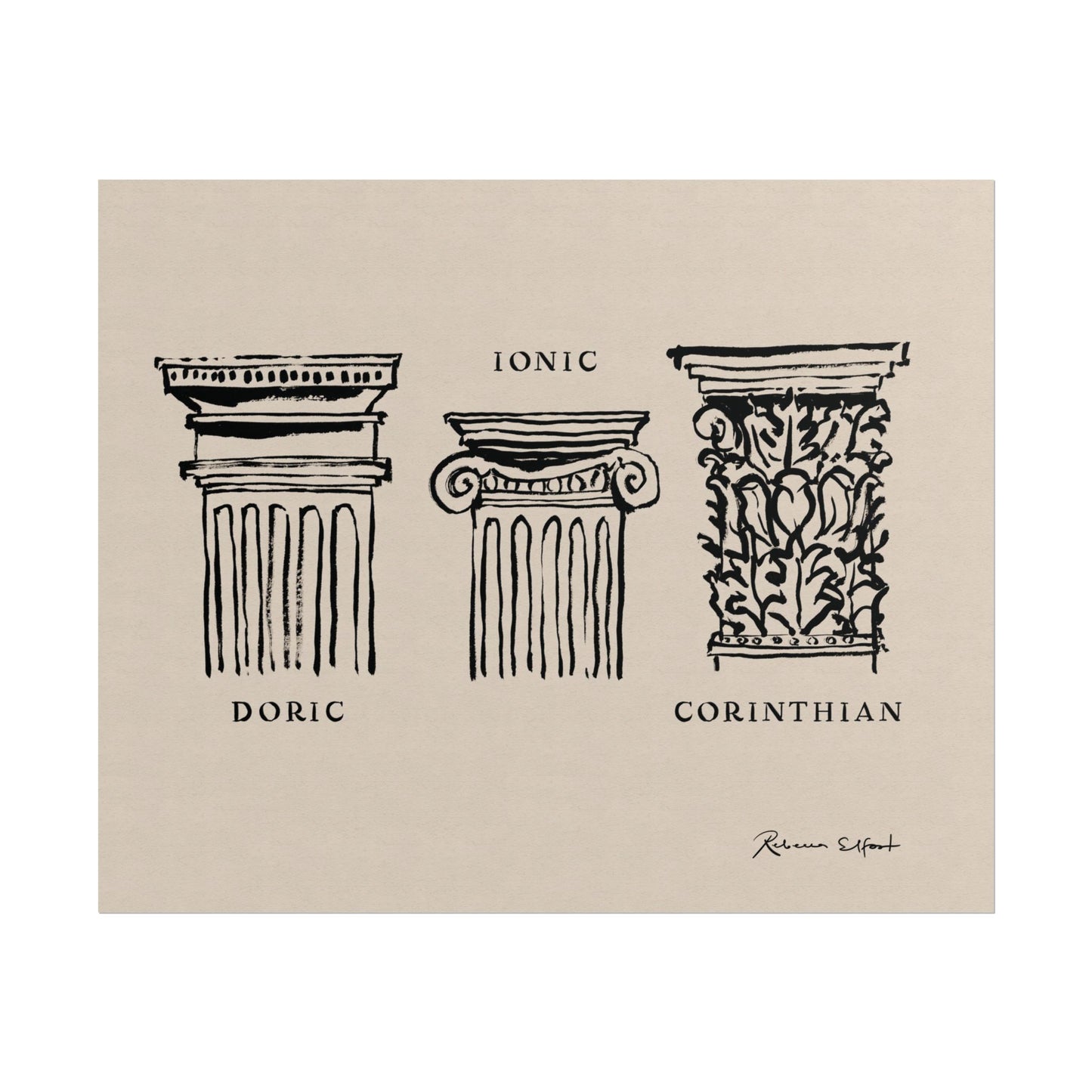 Inky Architecture Classical Column Order - Art Print