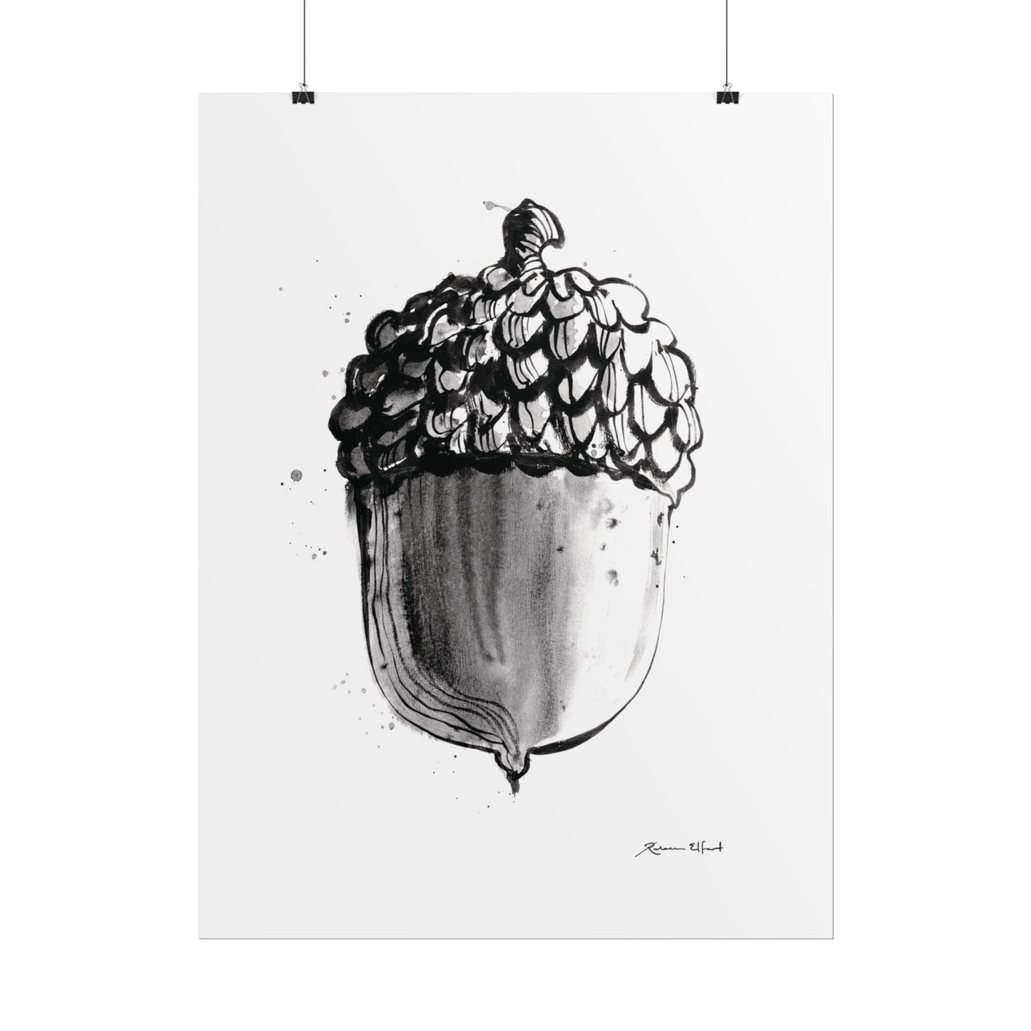 Ink Painted Acorn Print