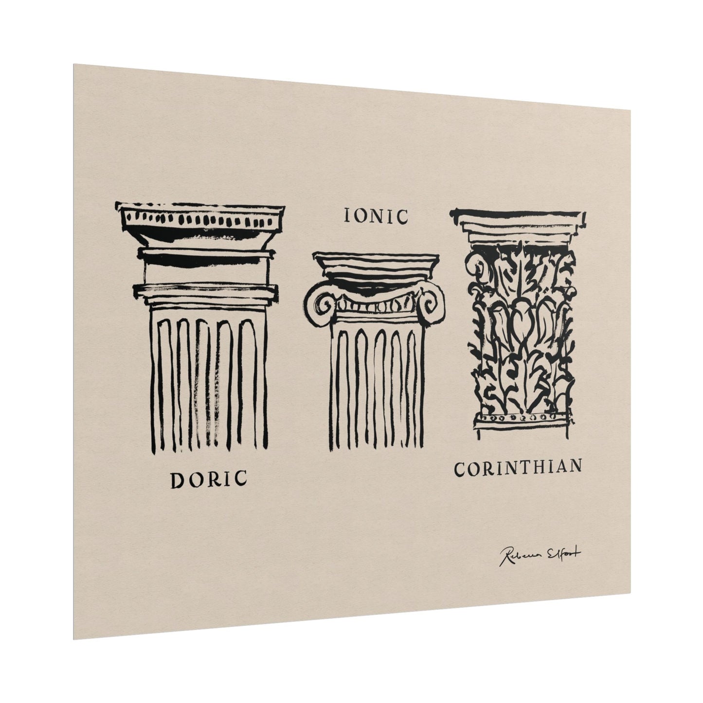 Inky Architecture Classical Column Order - Art Print