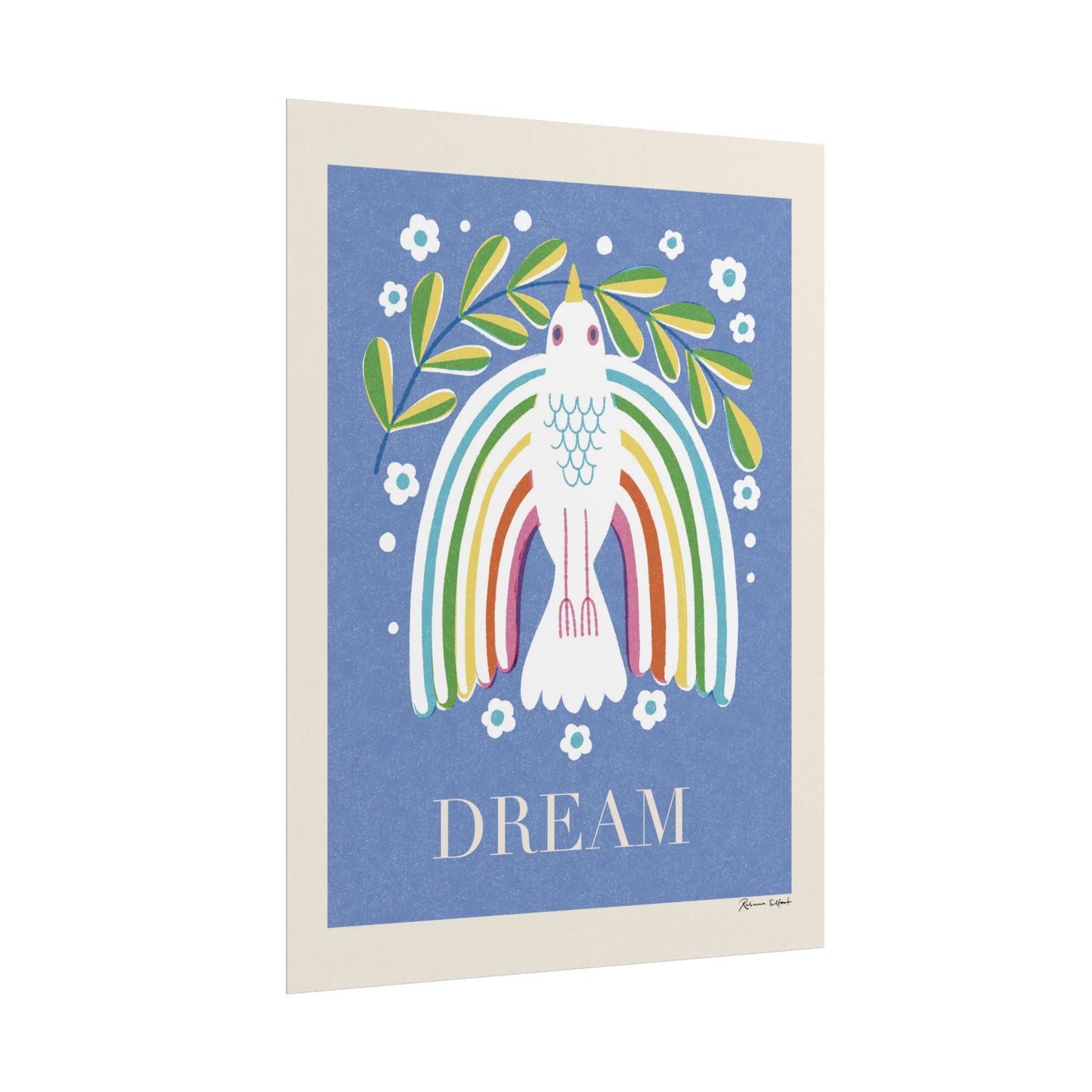 Peace Series: "DREAM" Rainbow Wings Peace Bird Art Print