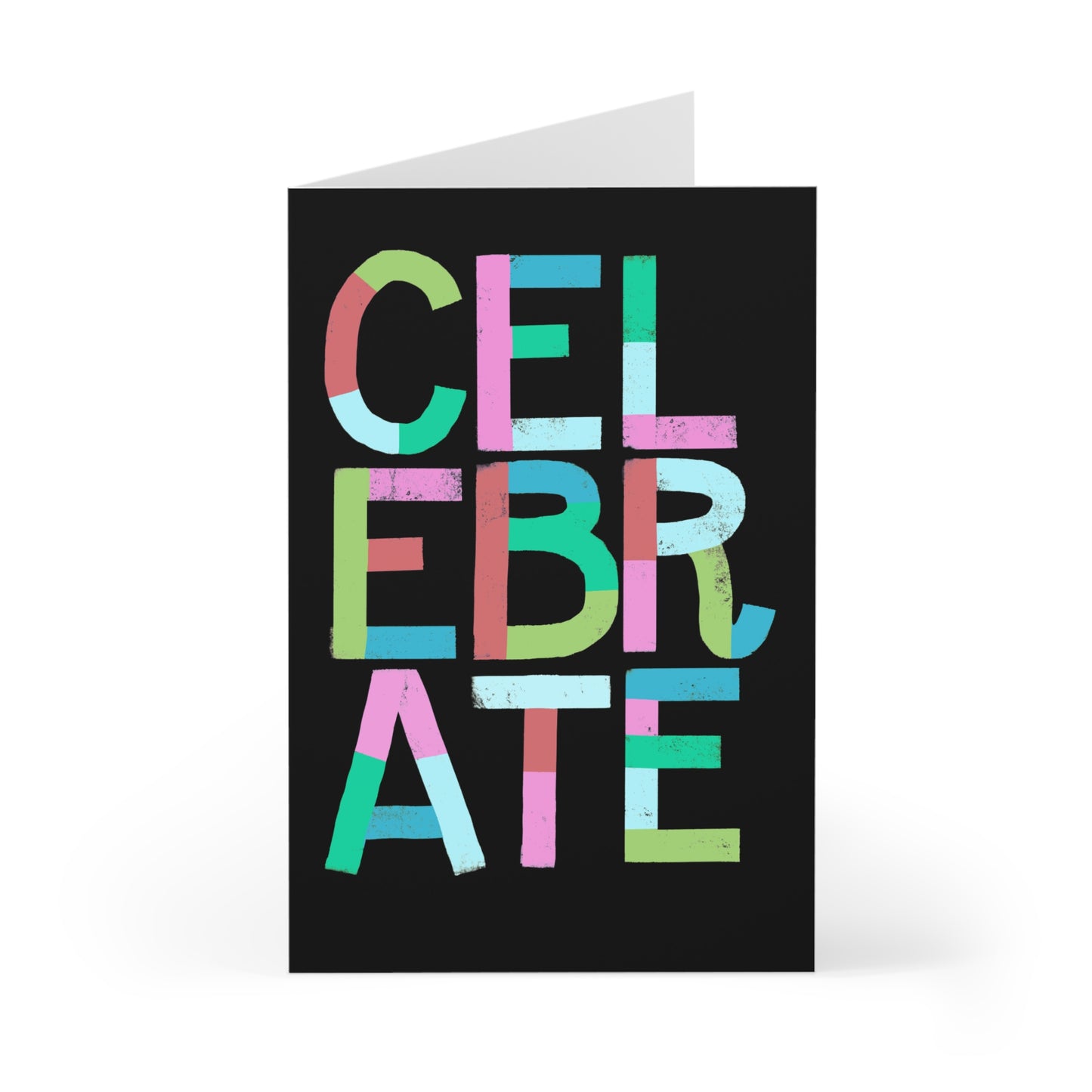 "Celebrate" Colorful Lettering Greeting Cards – Pack of 7