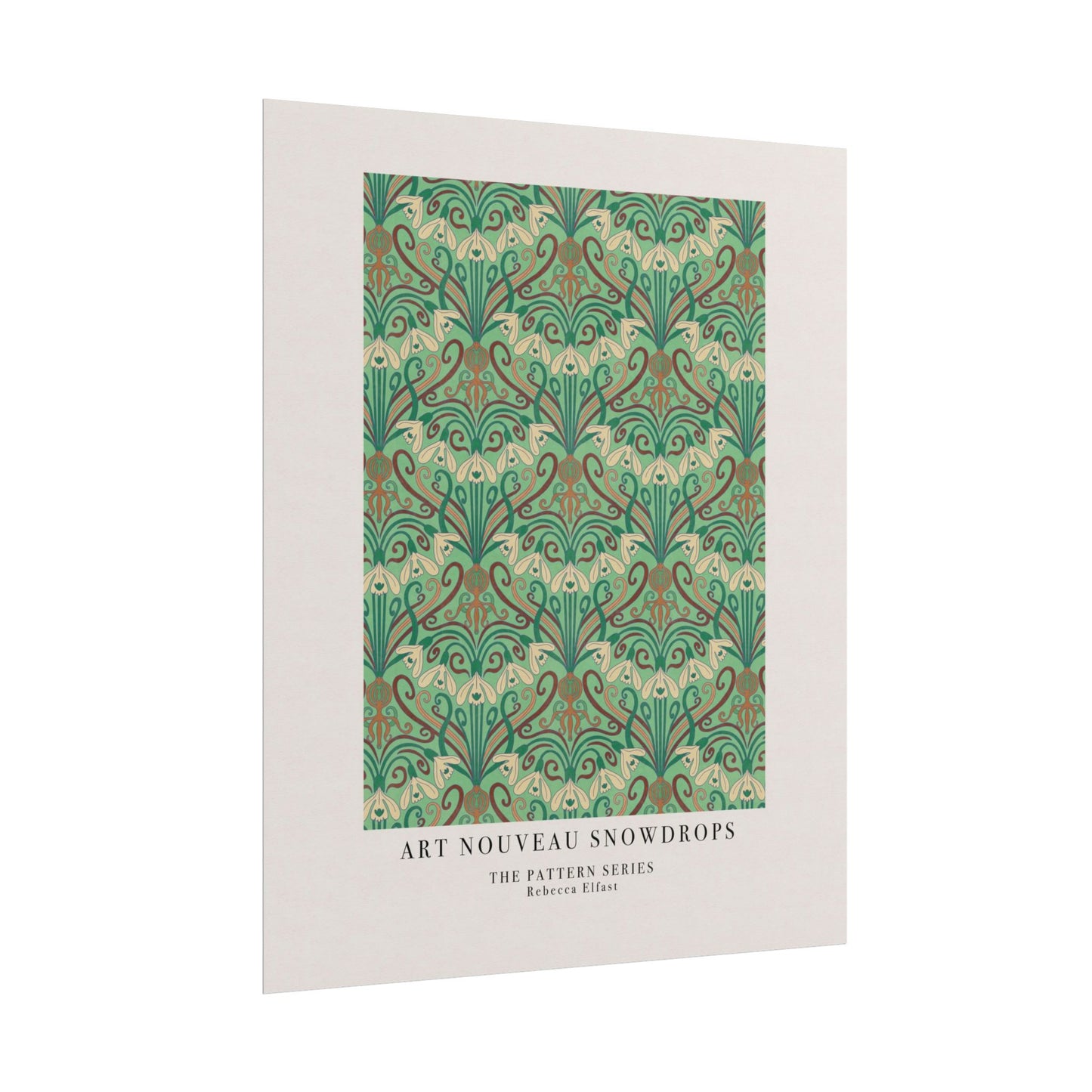 Art Nouveau Snowdrops Green - The Pattern Series - Art Print