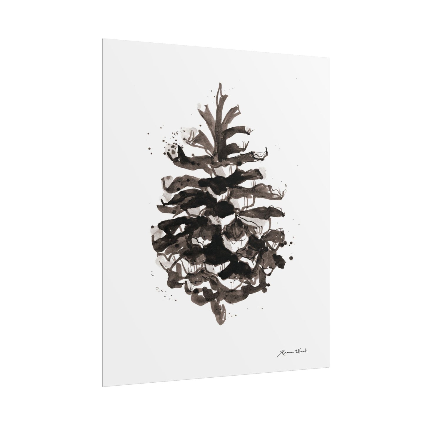 Ink Painted Pine Cone Print