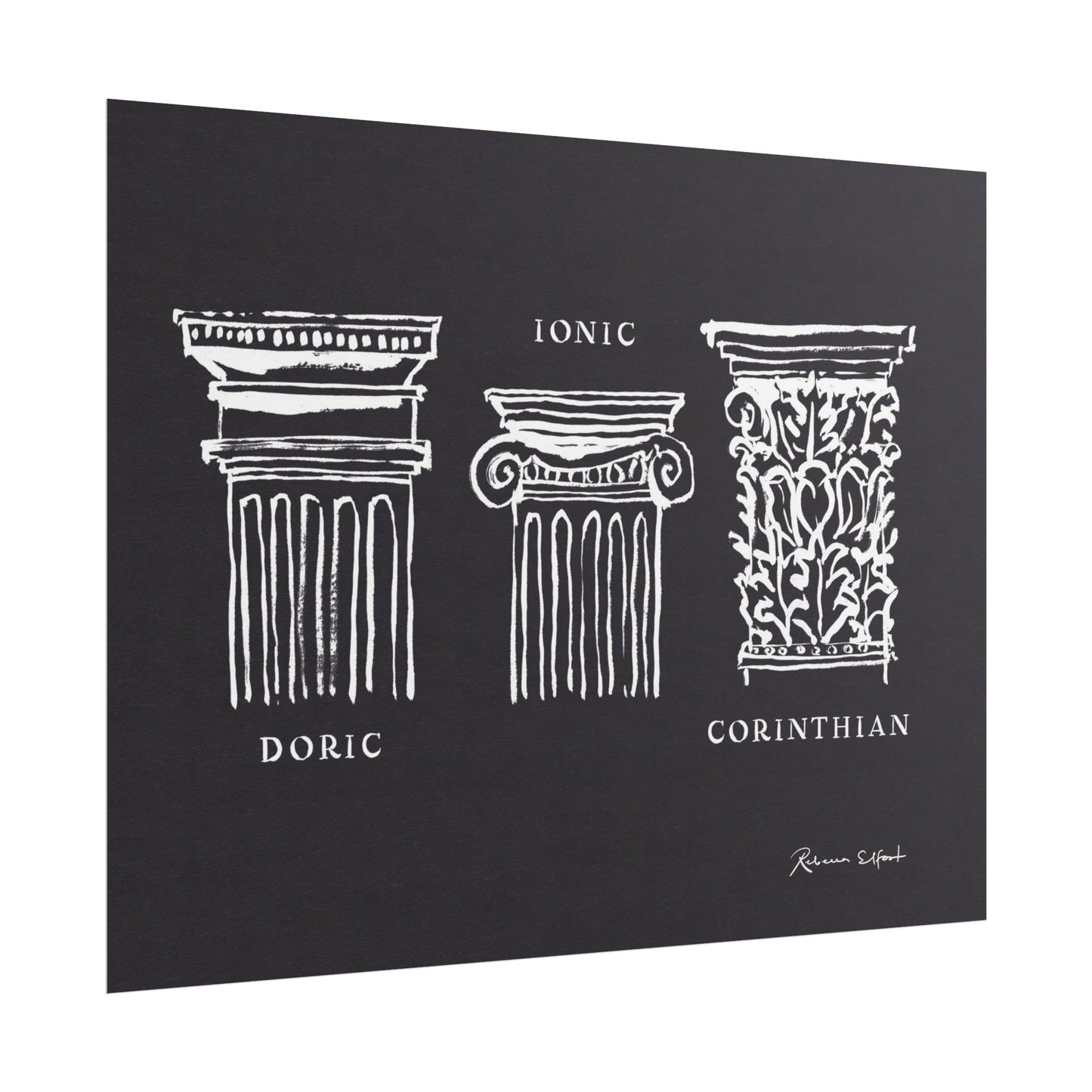 Inky Architecture Classical Column Order Dark - Art Print