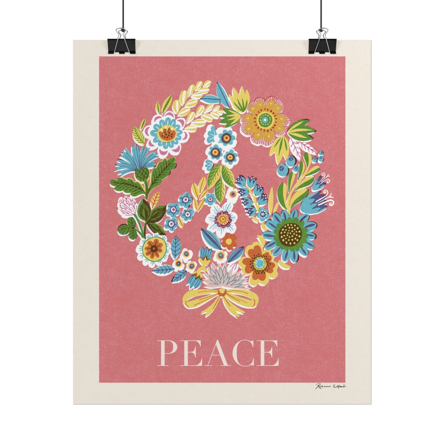 Peace Series: Botanical Wreath Flower Power Art Print