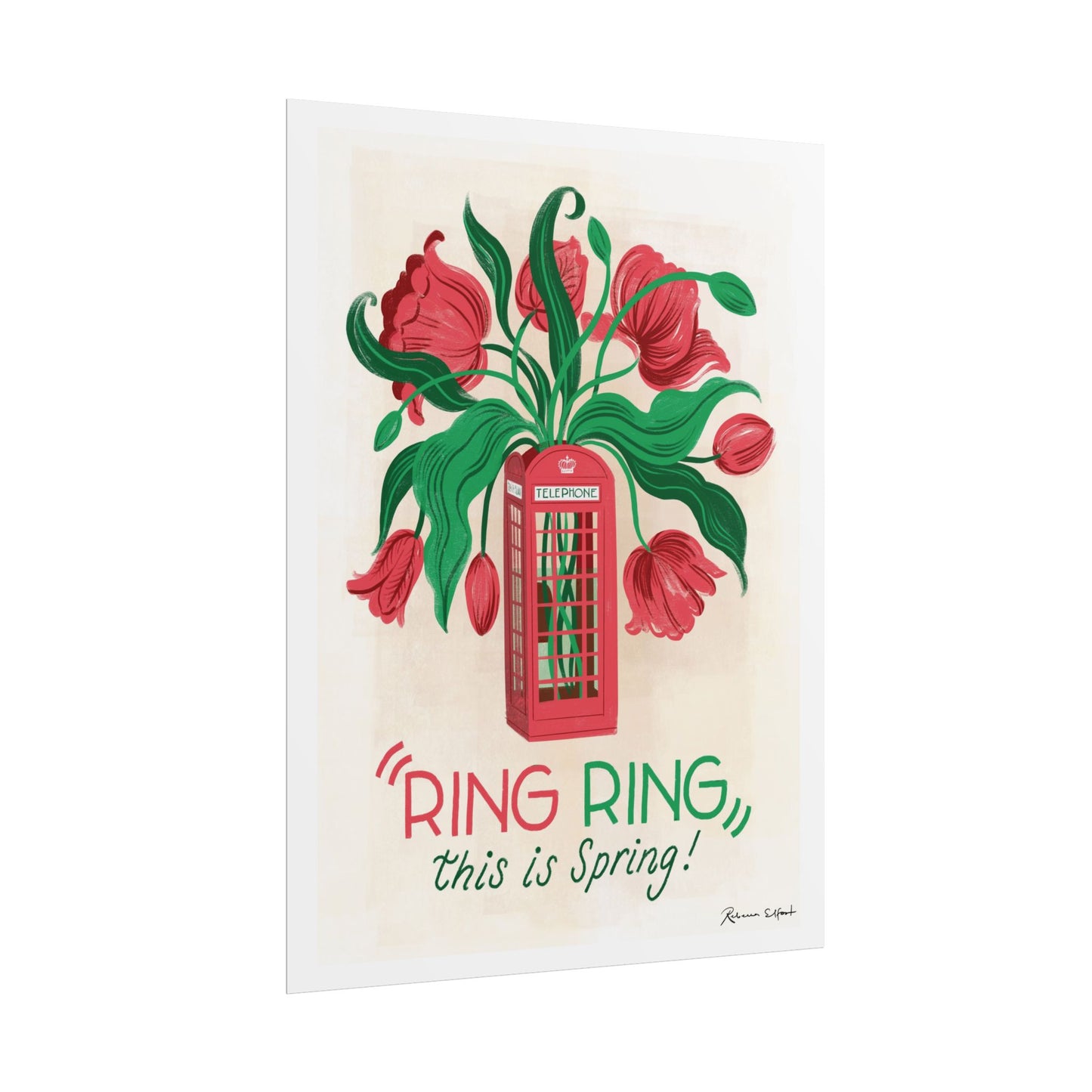 Ring Ring This Is Spring Tulips in Phone Box Art Print