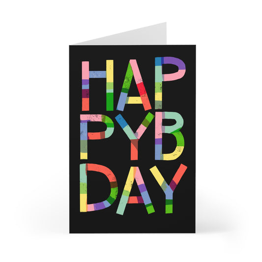 Happy B-Day Colorful Lettering Greeting Cards – Pack of 7
