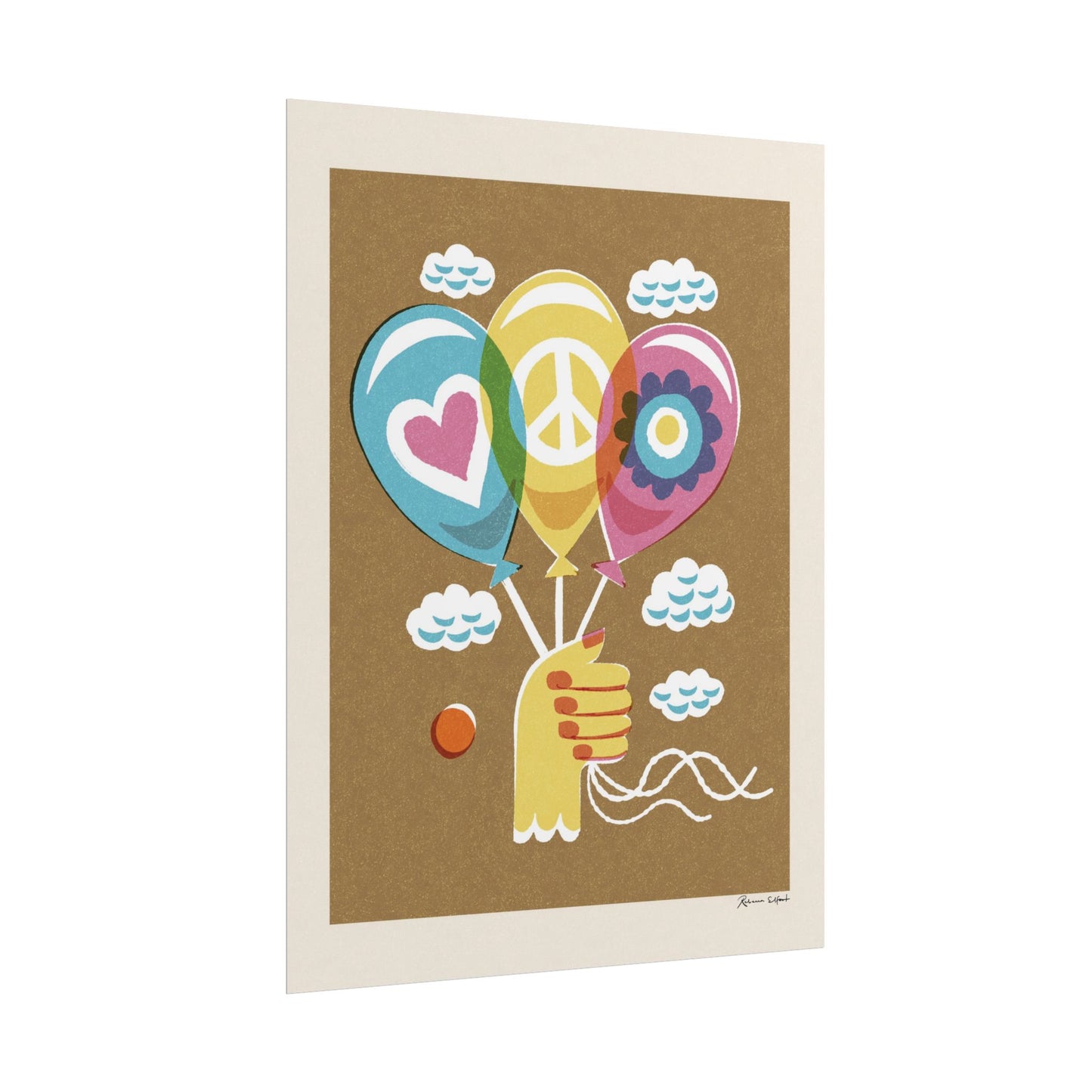 Peace Series: Balloons Love, Peace, Flower Power Art Print