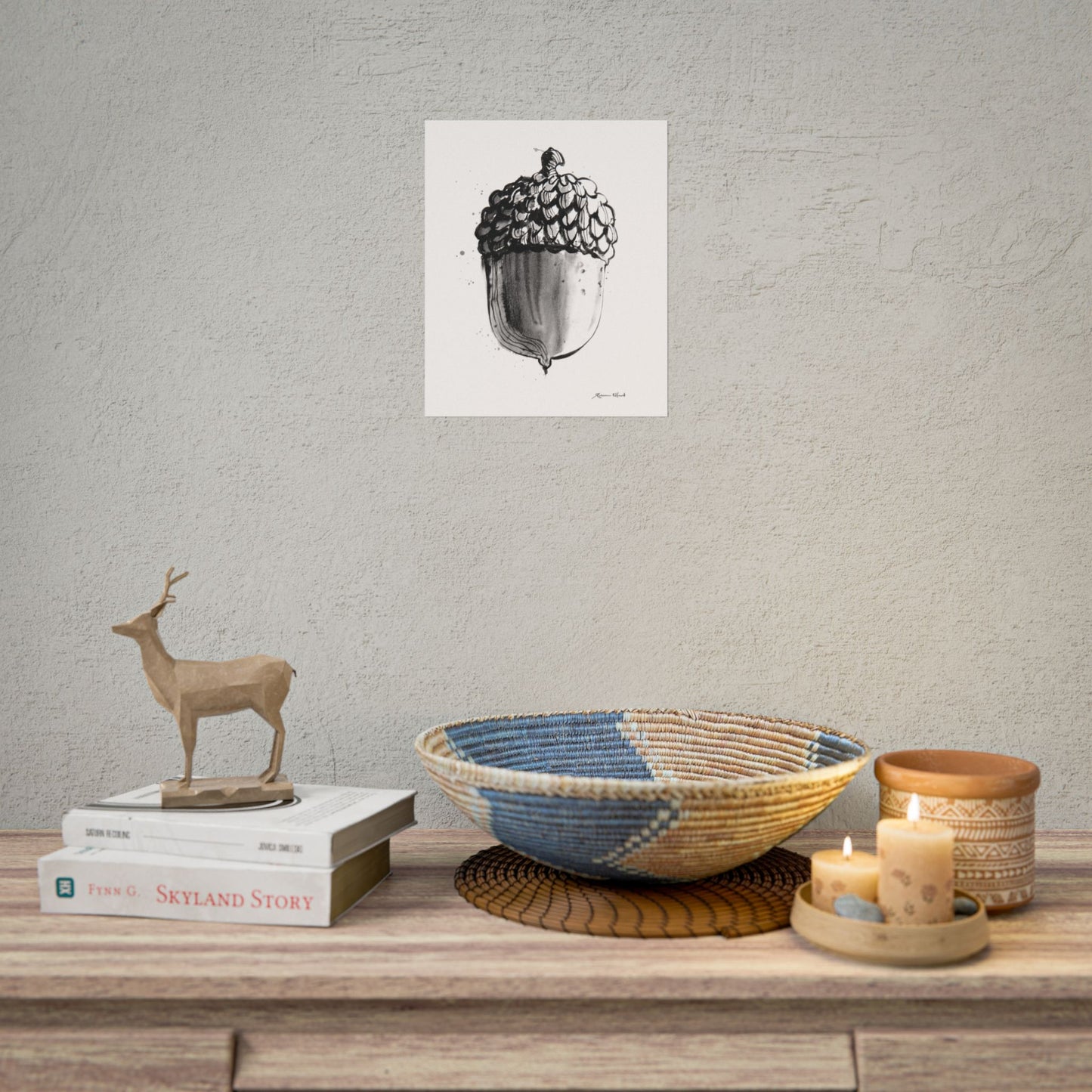 Ink Painted Acorn Print