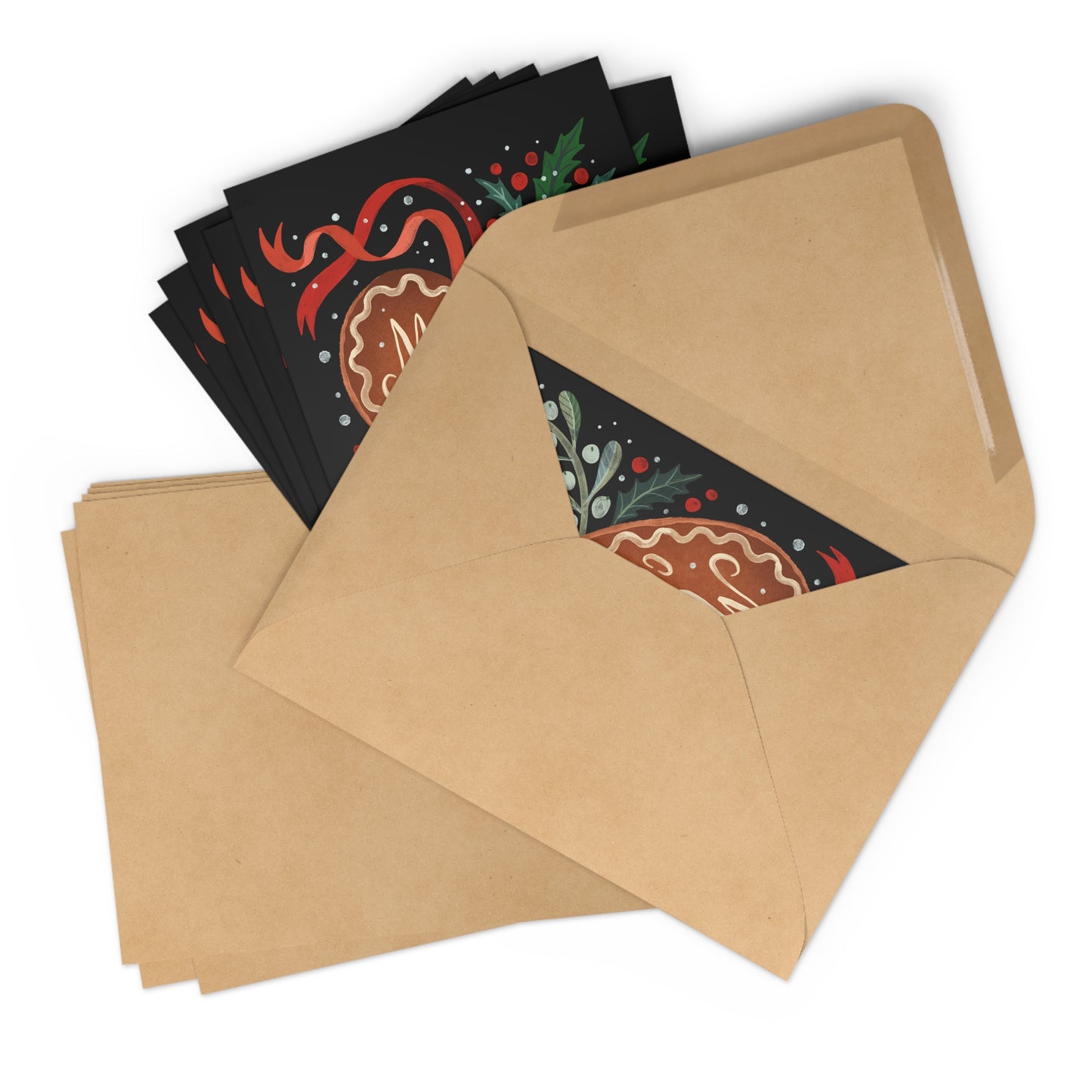 Christmas Gingerbread Heart Greeting Cards – Pack of 7