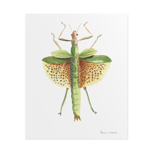 Yellow Leaf Insect Gouache Painting Art Print