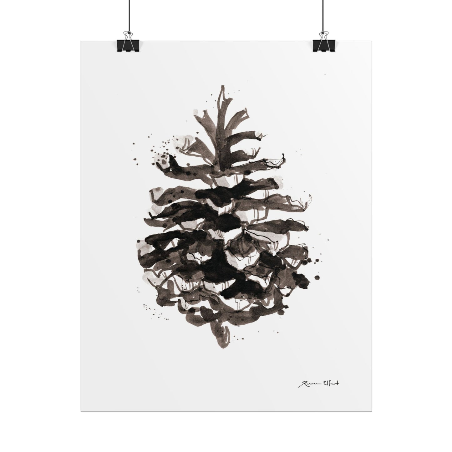 Ink Painted Pine Cone Print