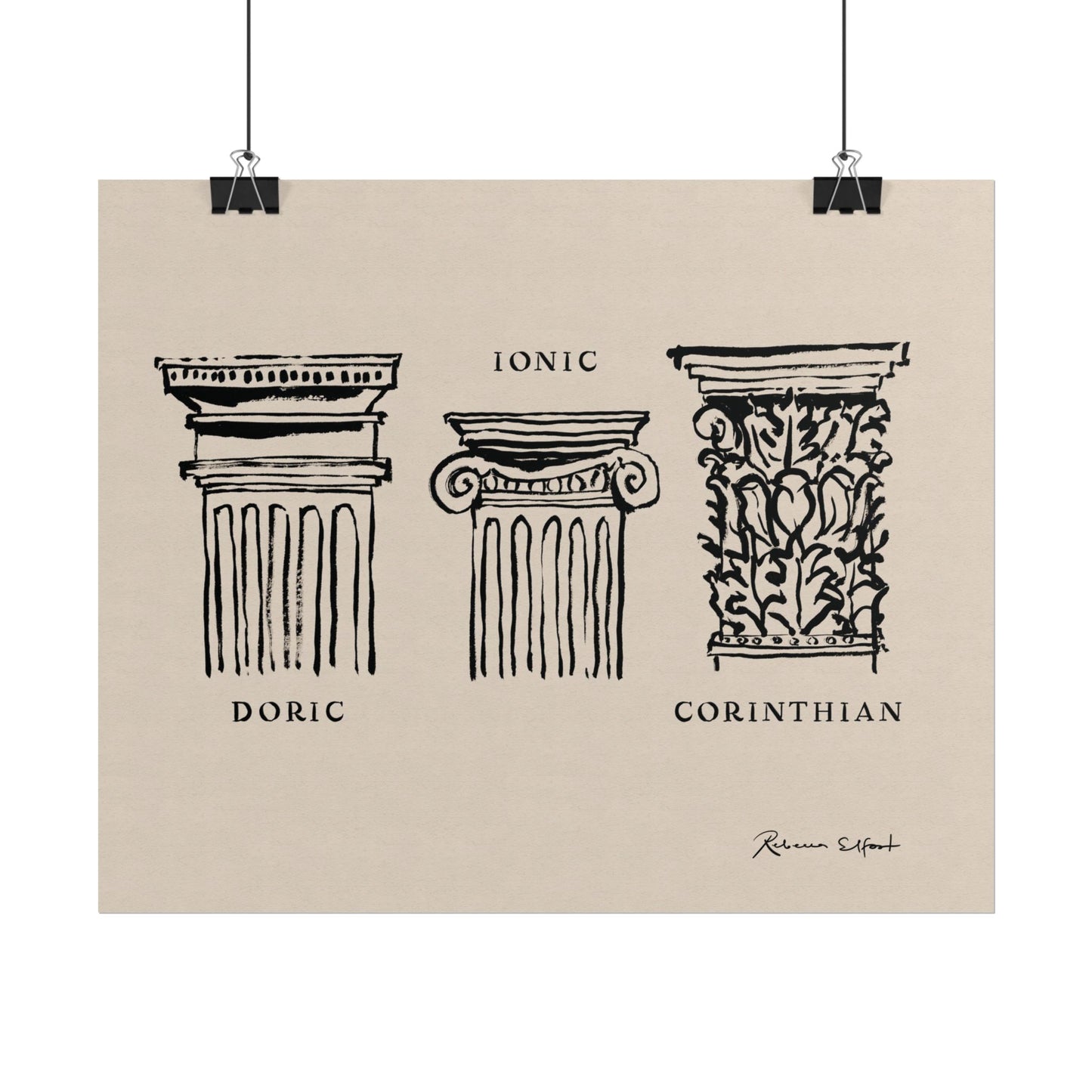 Inky Architecture Classical Column Order - Art Print