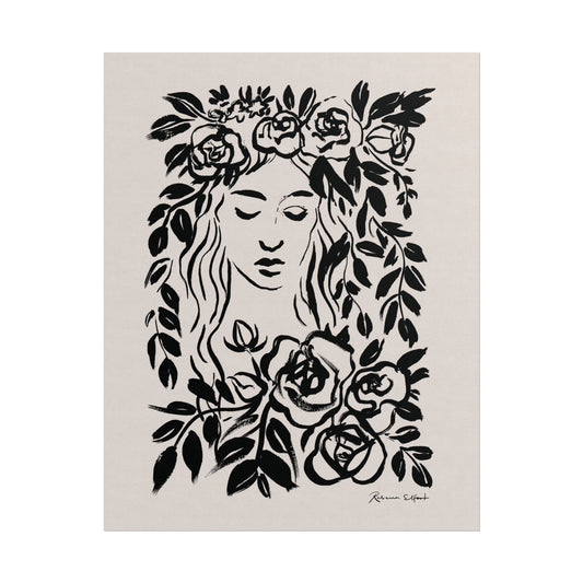 Ink Wreath Woman - Art Print