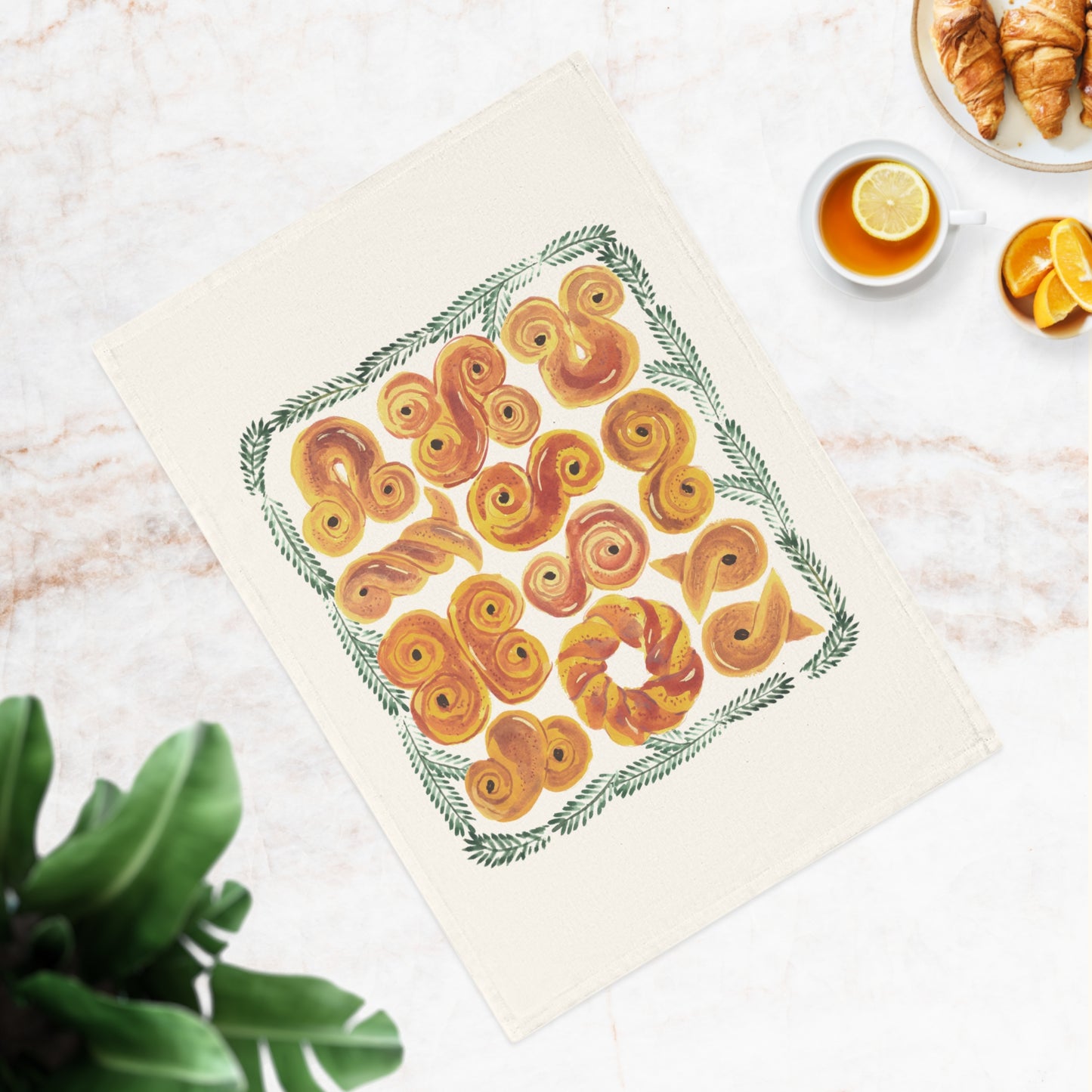 Lussekatter Saffron Buns Organic Tea Towel