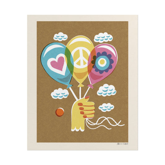Peace Series: Balloons Love, Peace, Flower Power Art Print